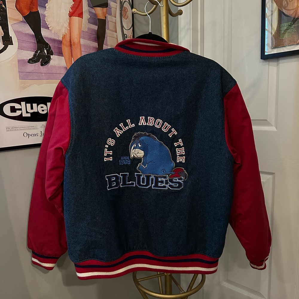 Vintage Disney Eeyore Red and Blue Varsity Jacket